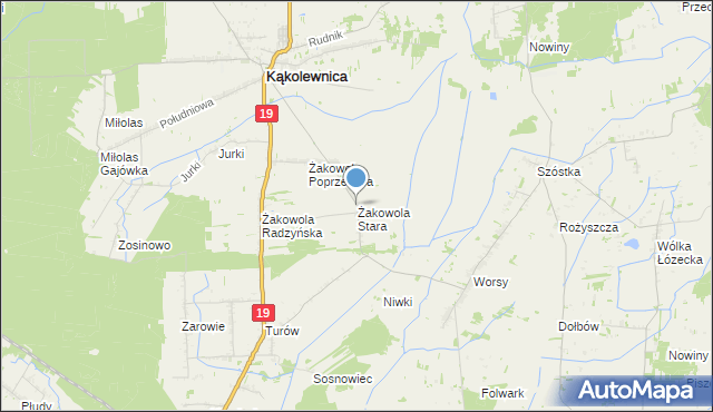 mapa Żakowola Stara, Żakowola Stara na mapie Targeo